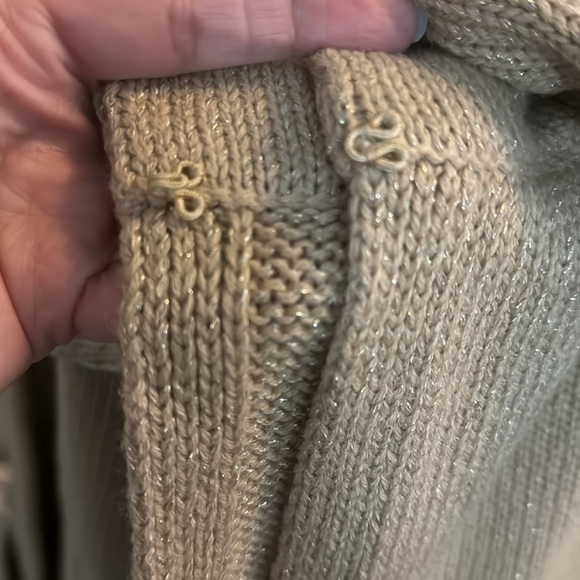 🆕NWT*HOST PICK⭐️Talbots Knit CardiganTie Belt Sweater Tan/Gold metallic size 2X - Picture 6 of 10